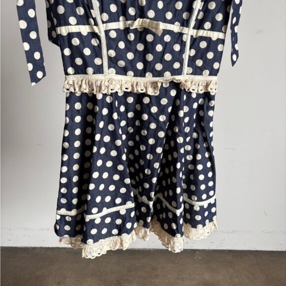 $229 Blue NWOT For Love And Lemons “Dolly” Dot Mini Dress Sz Small - Picture 6 of 16